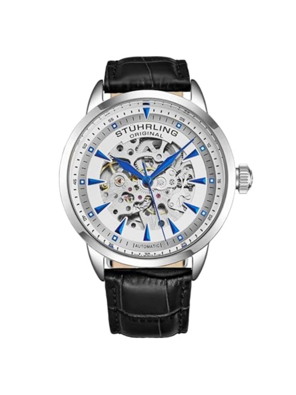 Original Mens Skeleton Automatic Dress Watch with Alligator Embossed Leather